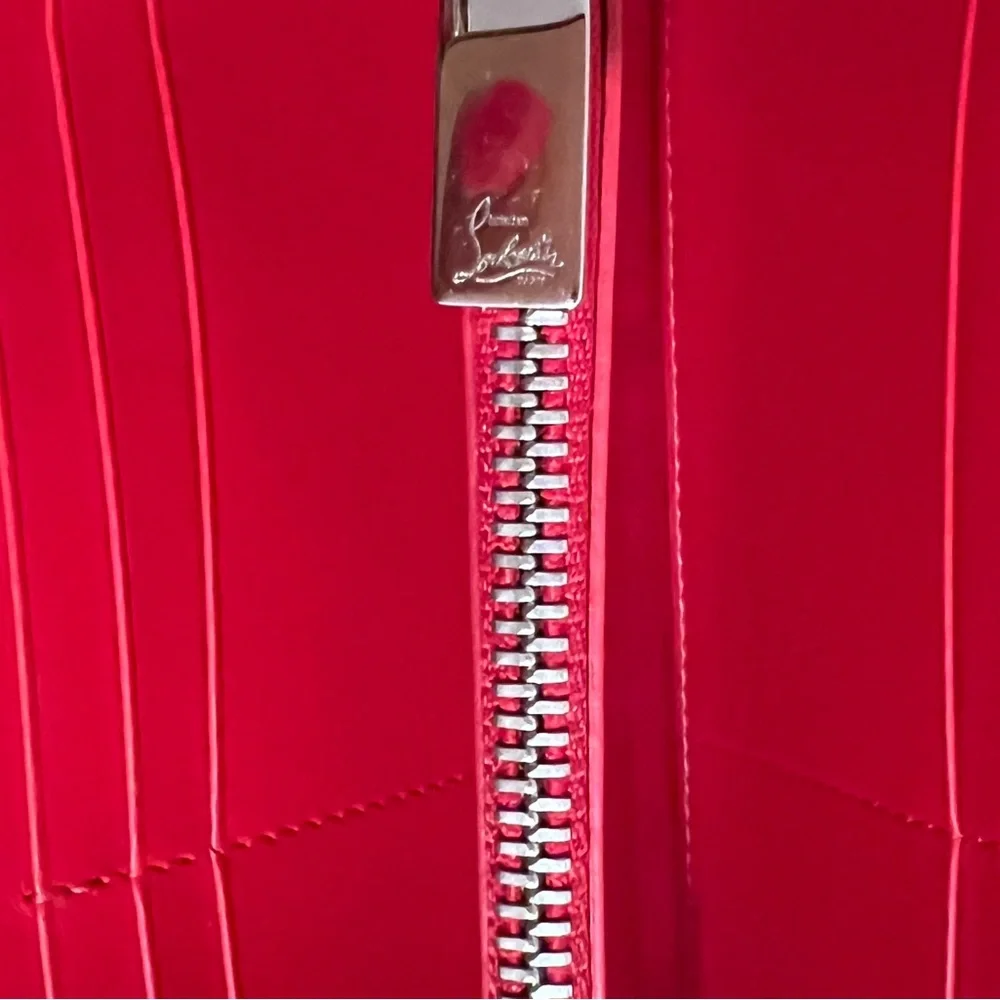 CHRISTIAN LOUBOUTIN Panettone Silver Leather Studded Zip Around Long Wallet - Picture 7 of 10